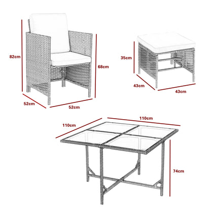 All weather rattan garden set in garden setting