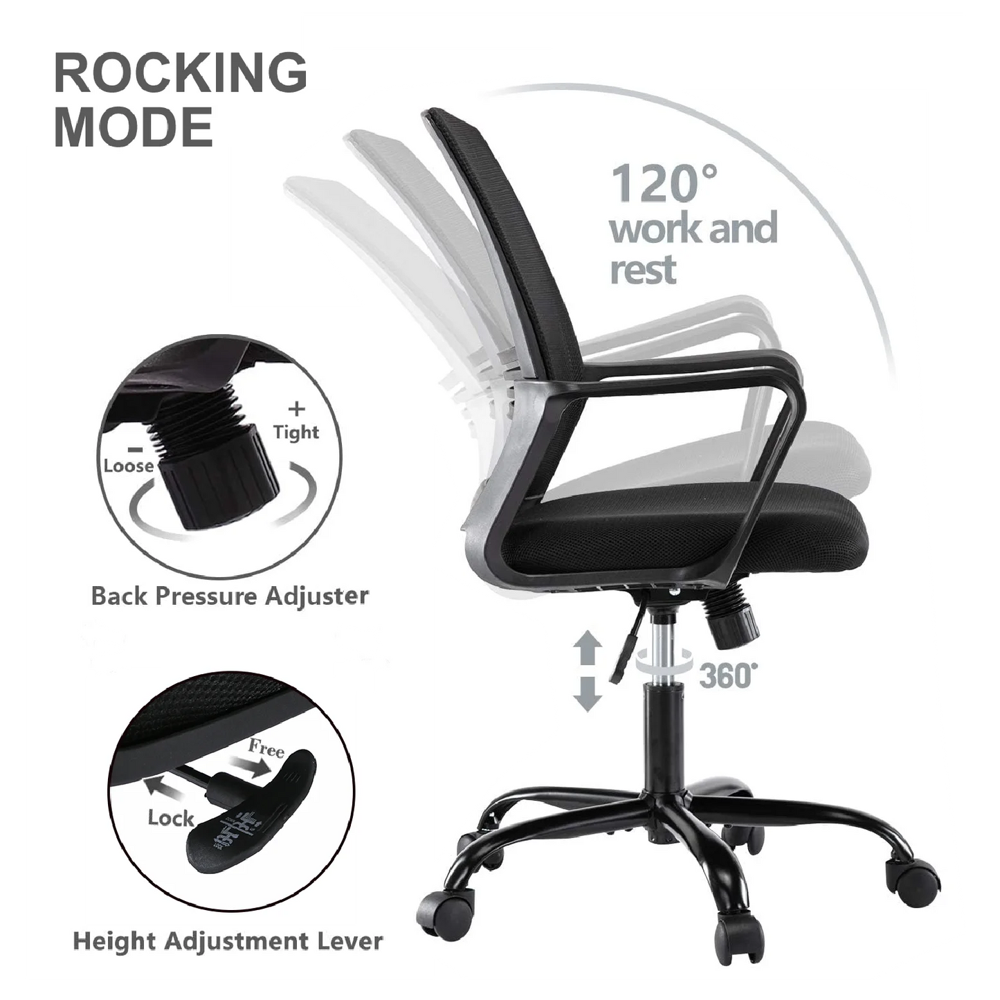 Office Chair | Adjustable Swivel Desk Chair with Lumbar Support