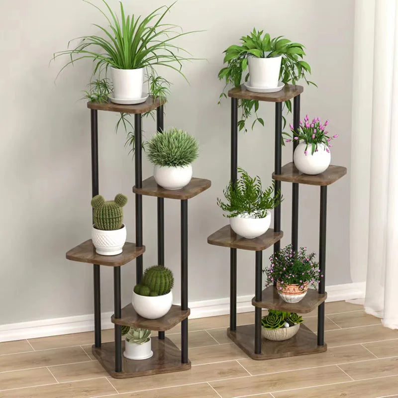 Indoor Plant Stand | Wooden Tiered Flower Shelf Display Rack