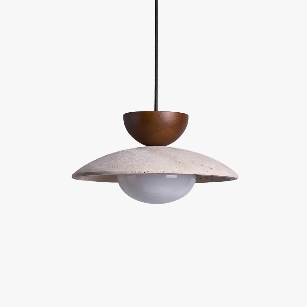 Cleo | Pendant Light with Natural Wood & Travertine Design | Ideal for Dining and Minimalist Spaces 1
