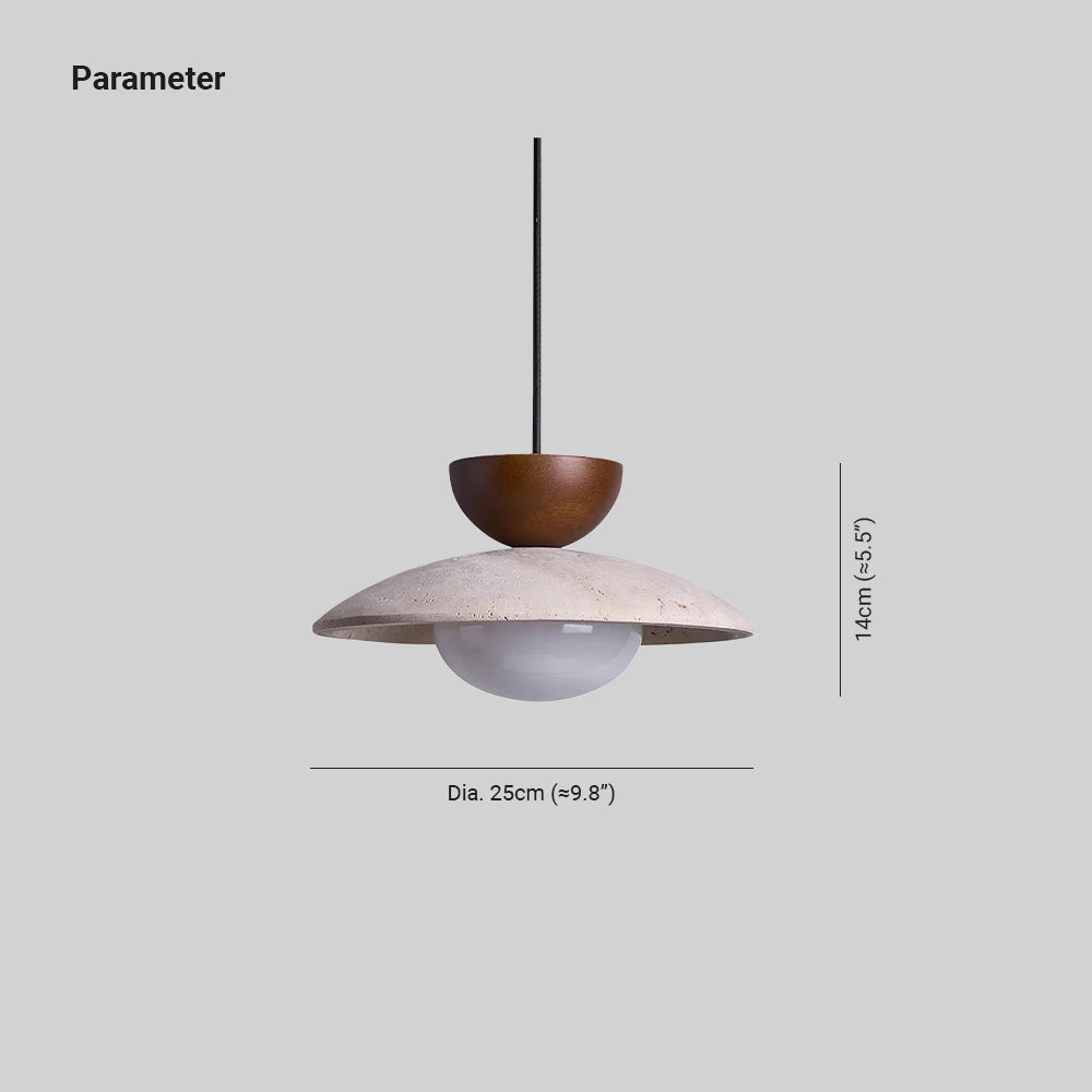 Cleo | Pendant Light with Natural Wood & Travertine Design | Ideal for Dining and Minimalist Spaces 3