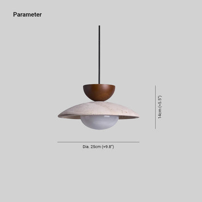 Cleo | Pendant Light with Natural Wood & Travertine Design | Ideal for Dining and Minimalist Spaces 3