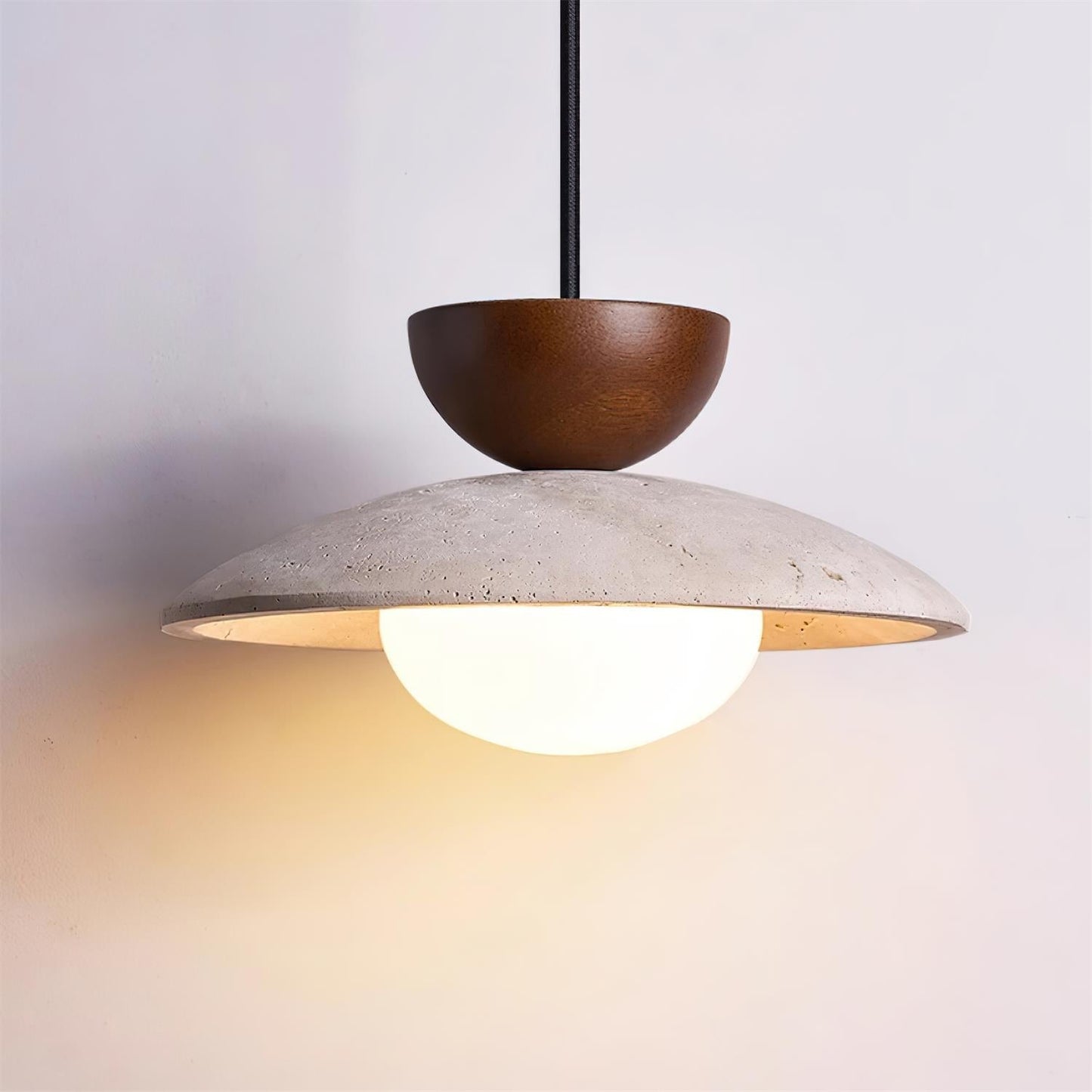 Cleo | Pendant Light with Natural Wood & Travertine Design | Ideal for Dining and Minimalist Spaces 5