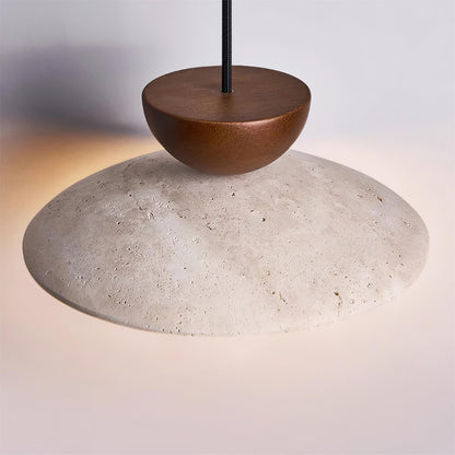 Cleo | Pendant Light with Natural Wood & Travertine Design | Ideal for Dining and Minimalist Spaces 6