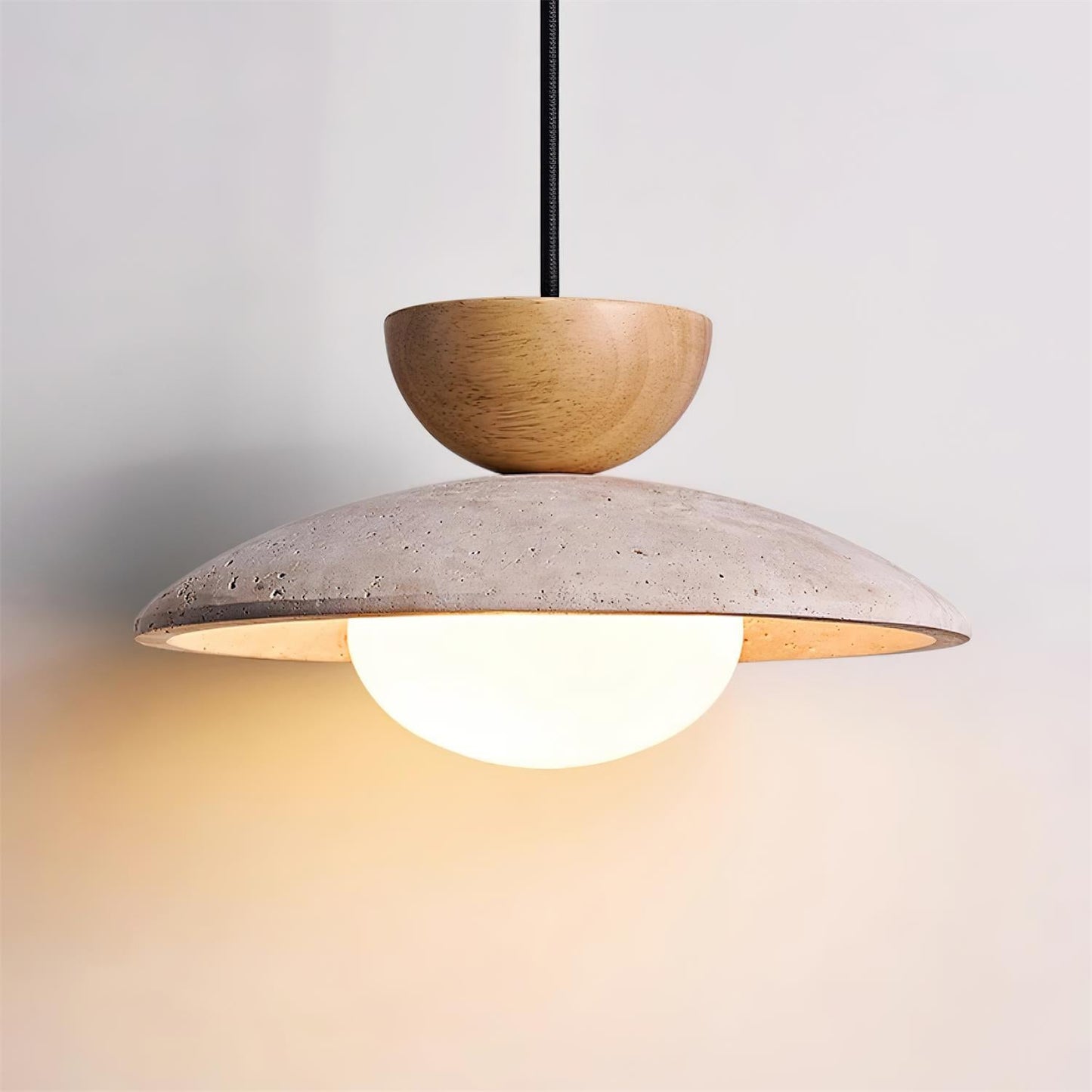 Cleo | Pendant Light with Natural Wood & Travertine Design | Ideal for Dining and Minimalist Spaces 8