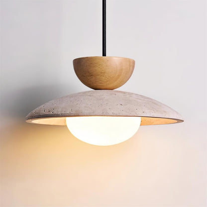 Cleo | Pendant Light with Natural Wood & Travertine Design | Ideal for Dining and Minimalist Spaces 8