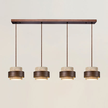 Elegant Pendant Light | Travertine Stone Shade with Walnut Wood Accent | Ambient Glow for Modern Spaces 10