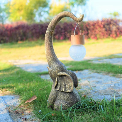 Elegant Solar-Powered Copper Elephant Lamp with Ambient Lighting for Outdoor Serenity 1