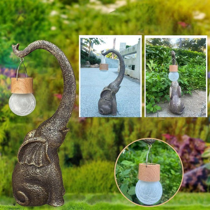 Elegant Solar-Powered Copper Elephant Lamp with Ambient Lighting for Outdoor Serenity 2