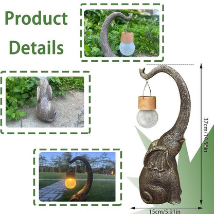 Elegant Solar-Powered Copper Elephant Lamp with Ambient Lighting for Outdoor Serenity 4