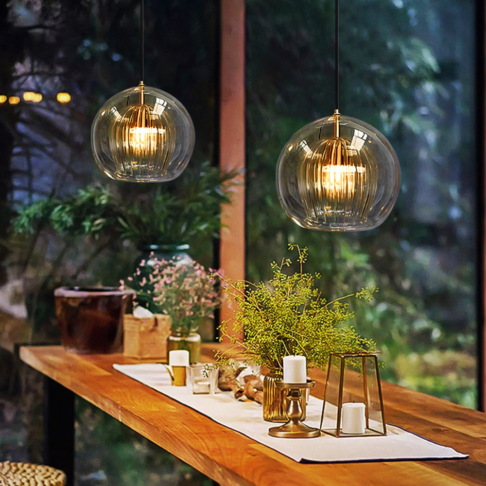 June Collection | Glass Globe Pendant Light with Clear & Amber Shades | Versatile Lighting for Modern Spaces 2