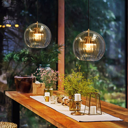 June Collection | Glass Globe Pendant Light with Clear & Amber Shades | Versatile Lighting for Modern Spaces 2