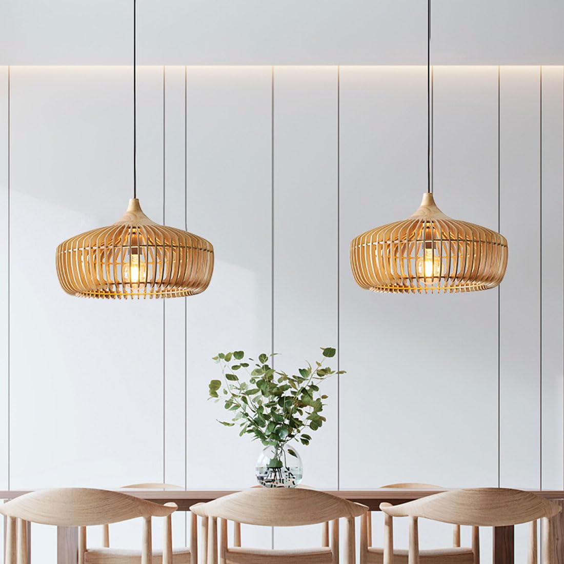 Muto | Nordic Japanese Pendant Light with Exquisite Dome Shape | Elegant Wood Design for Cozy Ambiance 0