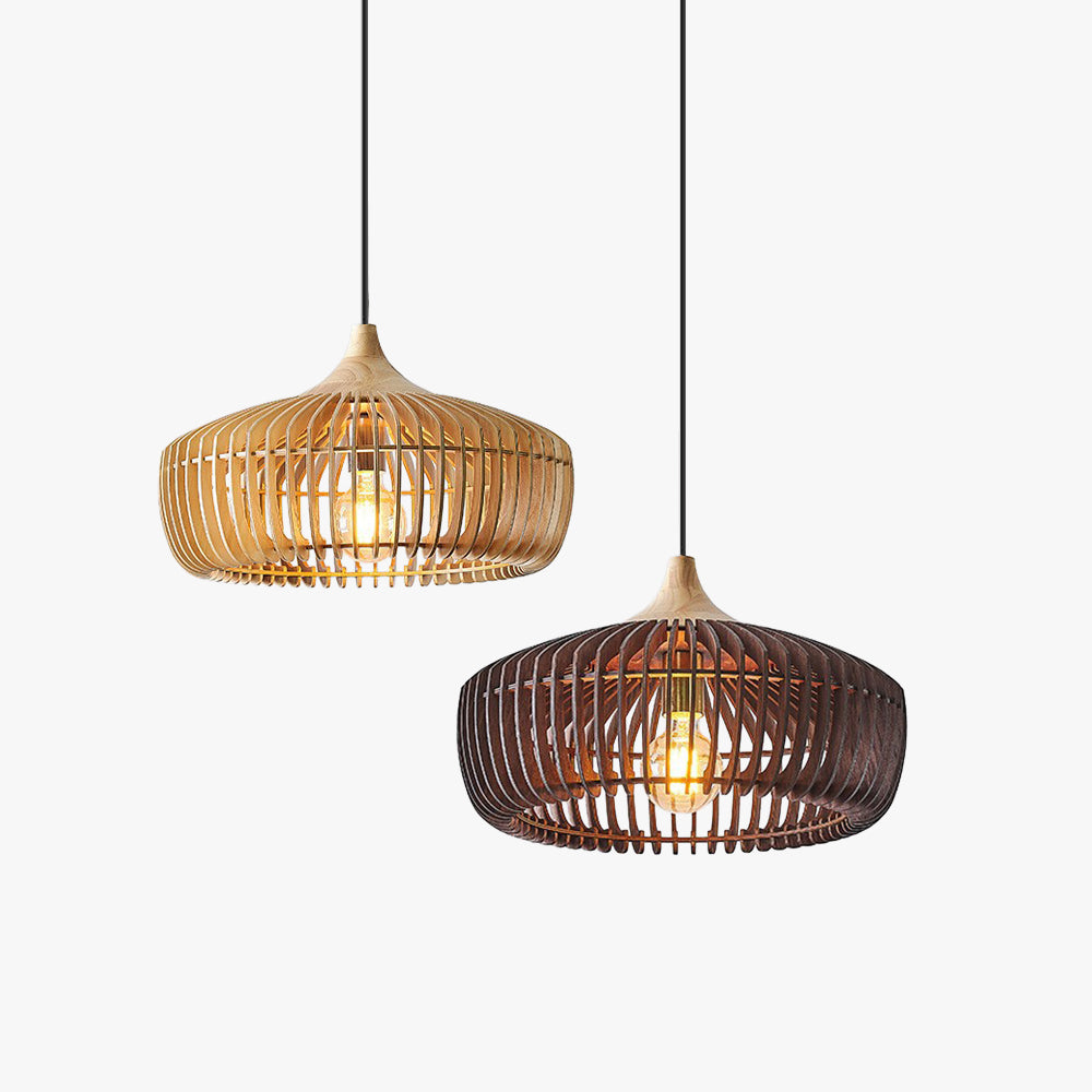 Muto | Nordic Japanese Pendant Light with Exquisite Dome Shape | Elegant Wood Design for Cozy Ambiance 1