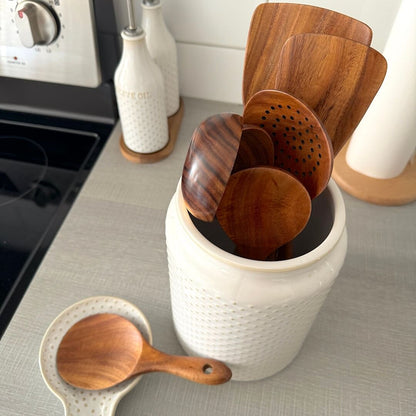 Natural Wooden Utensil Set | 7-Piece Kitchen Tools for Versatile Cooking 2