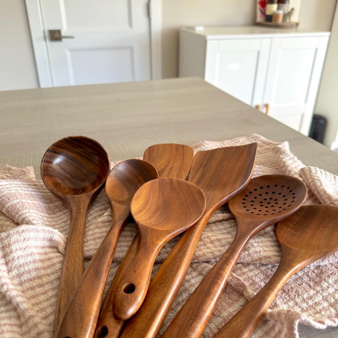 Natural Wooden Utensil Set | 7-Piece Kitchen Tools for Versatile Cooking 6