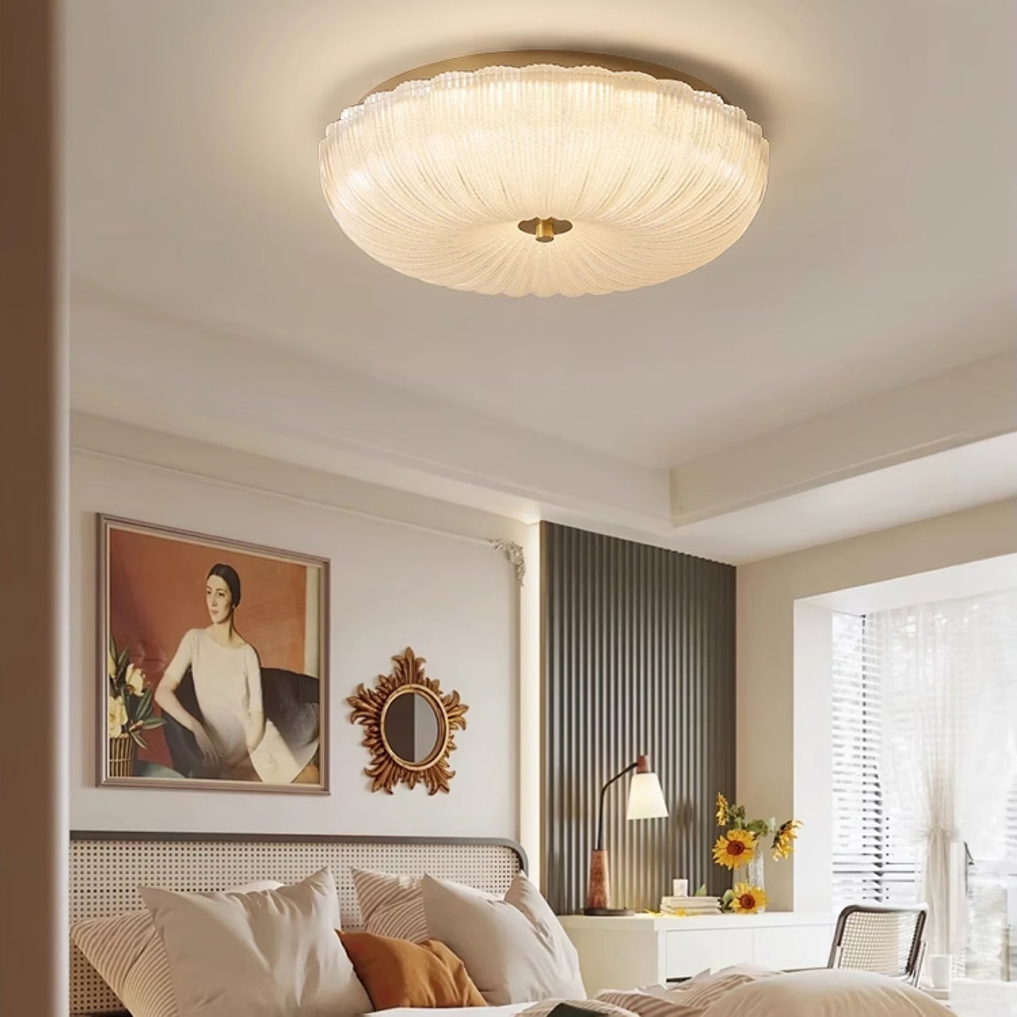 Ripple Glass | Halo Ceiling Light with Textured Design | Elegant Illumination for Any Room 3