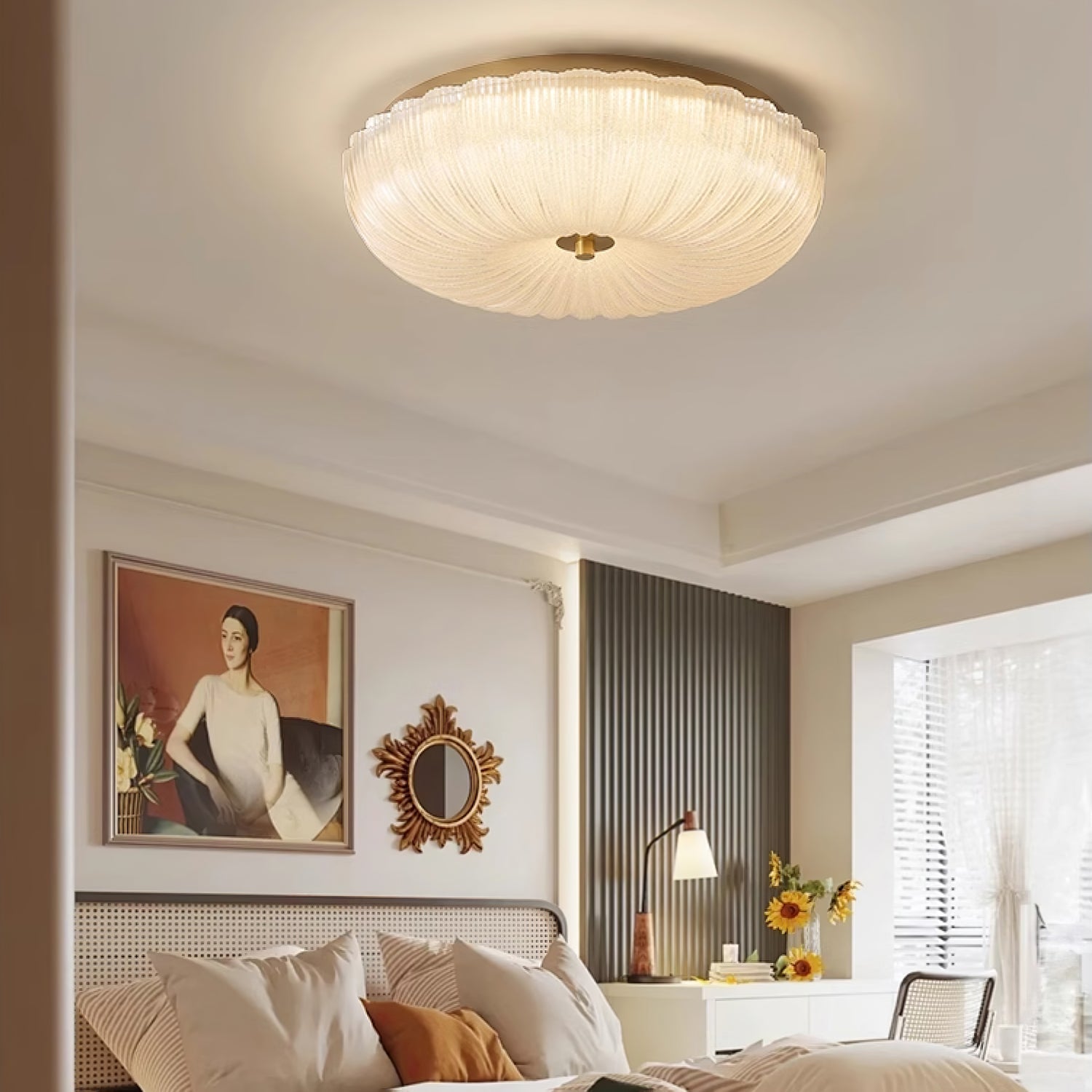 Ripple Glass | Halo Ceiling Light with Textured Design | Elegant Illumination for Any Room 3