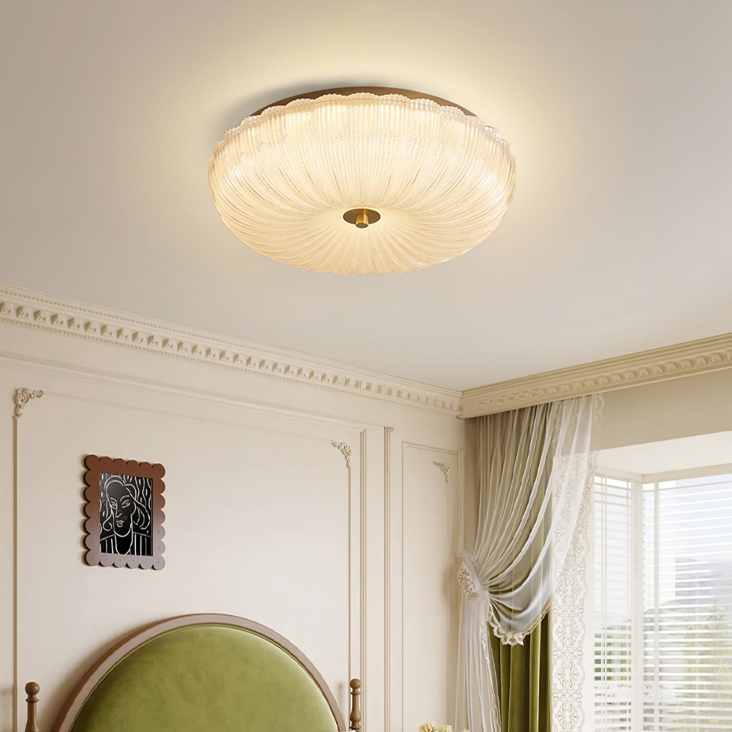 Ripple Glass | Halo Ceiling Light with Textured Design | Elegant Illumination for Any Room 6