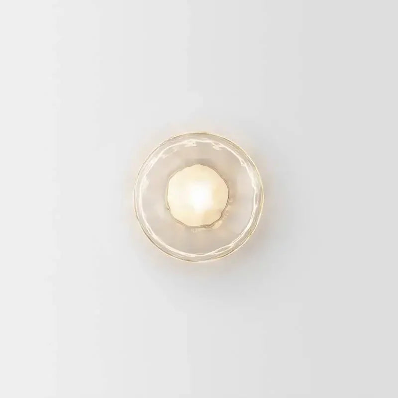 Glass Wall Light | Modern Dimpled Glass Sconce for Living Room, Bedside, Hallway & Stairs | Amber, Grey or Clear, Flush or Rod Style, Gold or Black