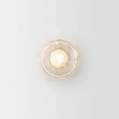Glass Wall Light | Modern Dimpled Glass Sconce for Living Room, Bedside, Hallway & Stairs | Amber, Grey or Clear, Flush or Rod Style, Gold or Black
