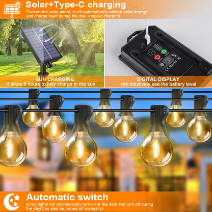 Solar Festoon Lights | G40 Globe Outdoor String Lights with Remote