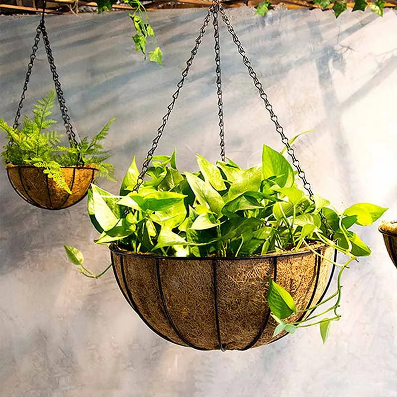 Hanging basket with flowers outdoor balcony patio display