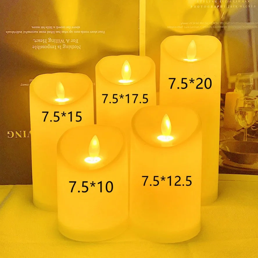 Flameless Candles | Set of 10 LED Flickering Pillar Candles for Christmas, Weddings, Centrepieces & Fireplaces | Battery Operated, Warm White