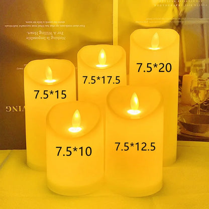 Flameless Candles | Set of 10 LED Flickering Pillar Candles for Christmas, Weddings, Centrepieces & Fireplaces | Battery Operated, Warm White