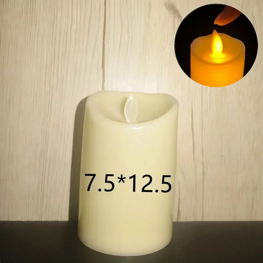 Flameless Candles | Set of 10 LED Flickering Pillar Candles for Christmas, Weddings, Centrepieces & Fireplaces | Battery Operated, Warm White