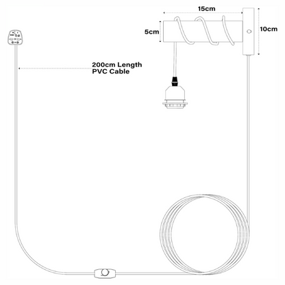 Plug-in wooden rope wall light with dimmer