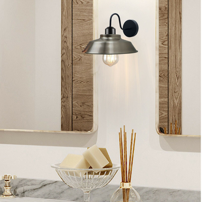 Gooseneck barn wall light with copper shade