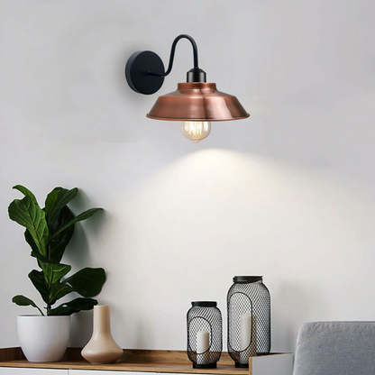 Gooseneck barn wall light with chrome shade