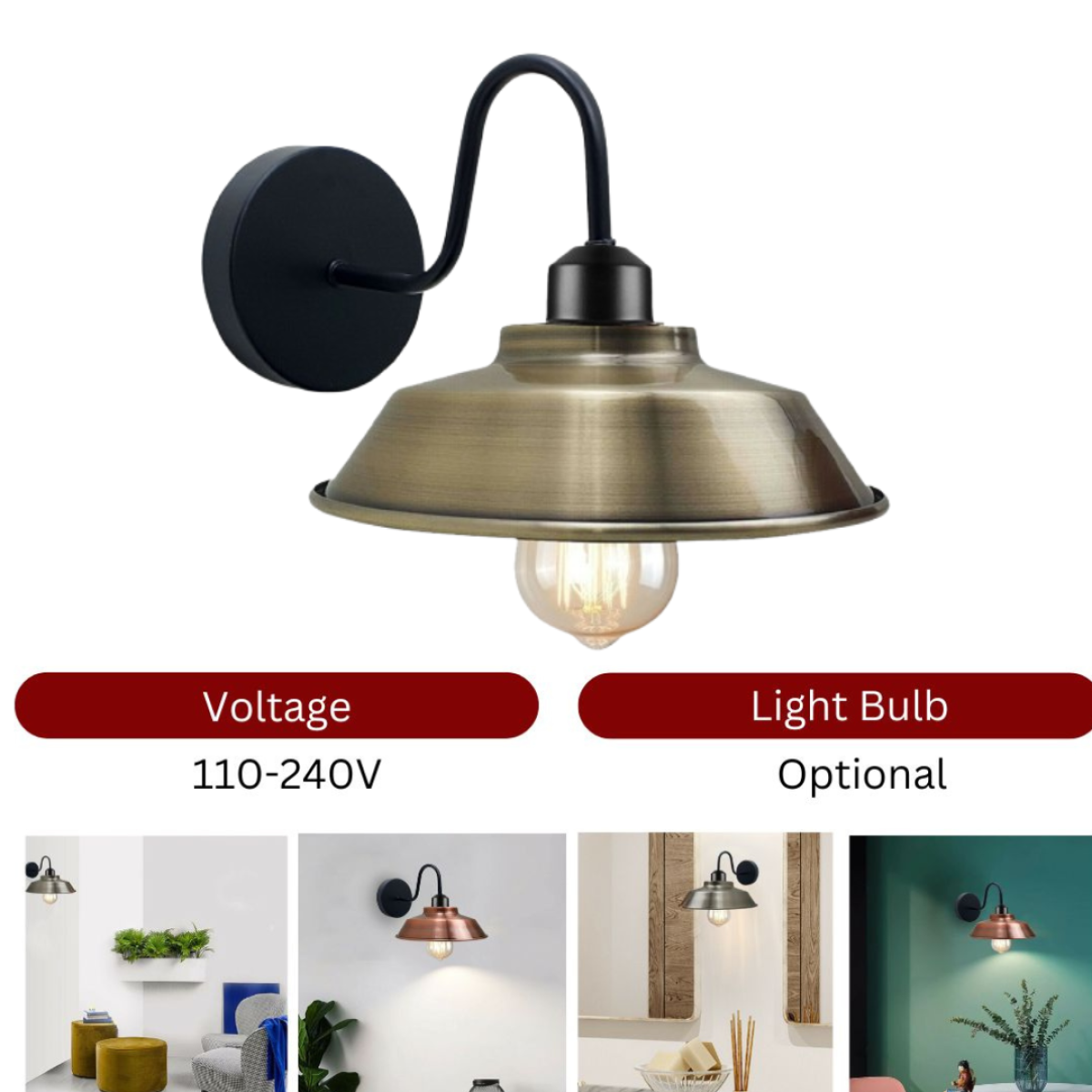 Gooseneck barn wall light dimensions
