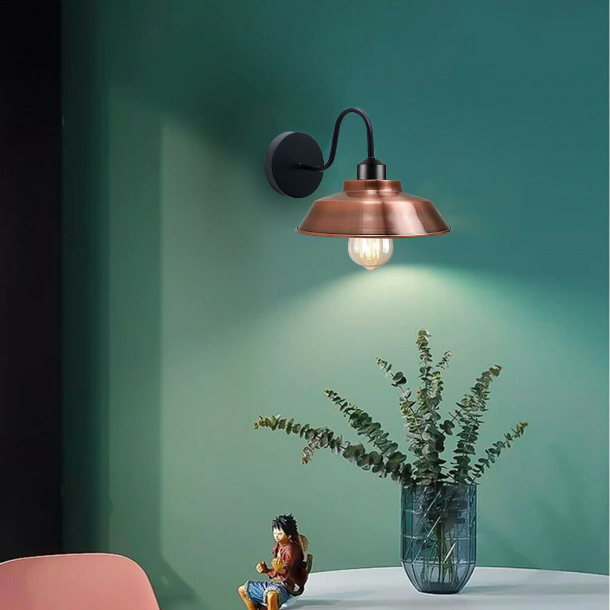 Gooseneck barn wall light in a bathroom