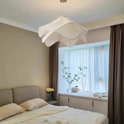 Fabric Pendant Light | White Flower Petal Ceiling Lamp for Dining Room, Bedroom & Living Room | Layered Cloth Lampshade E27, 30, 40, 50 or 60cm