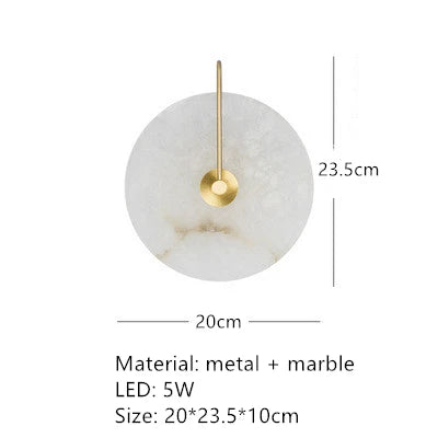 Marble wall light dimensions, 20cm wide by 23.5cm high, gold