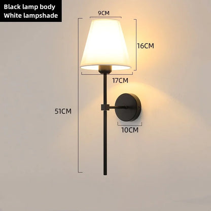 Rustic fabric wall lamp E27 bulb fitting detail