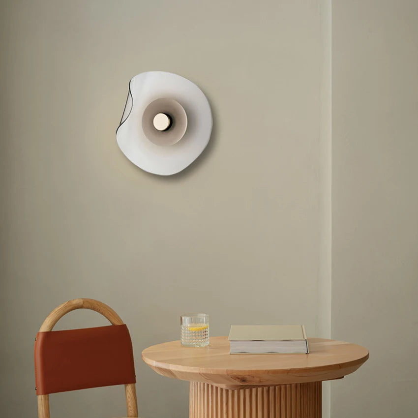 Glass Wall Light | Nordic Round Wall Lamp for Bedroom, Bedside, Hallway & Bathroom Mirror | Cognac or Grey Glass Sconce, Ø25cm