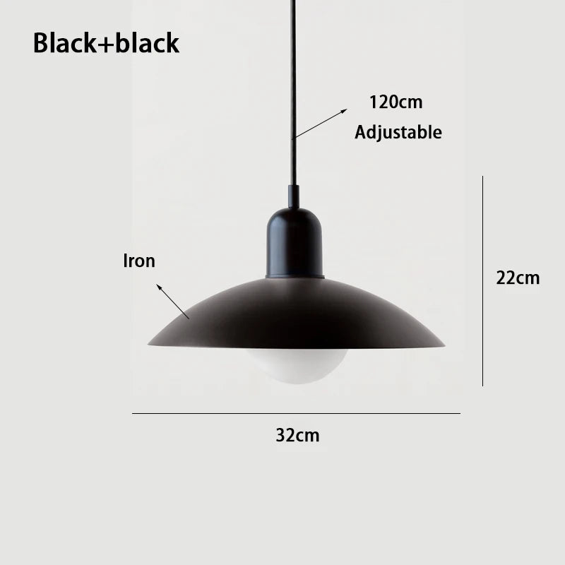 All black macaron saucer pendant light, 32cm wide by 22cm high