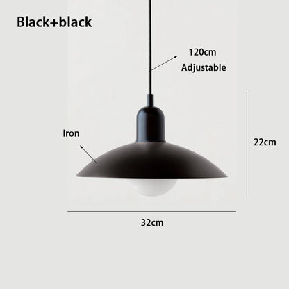 All black macaron saucer pendant light, 32cm wide by 22cm high