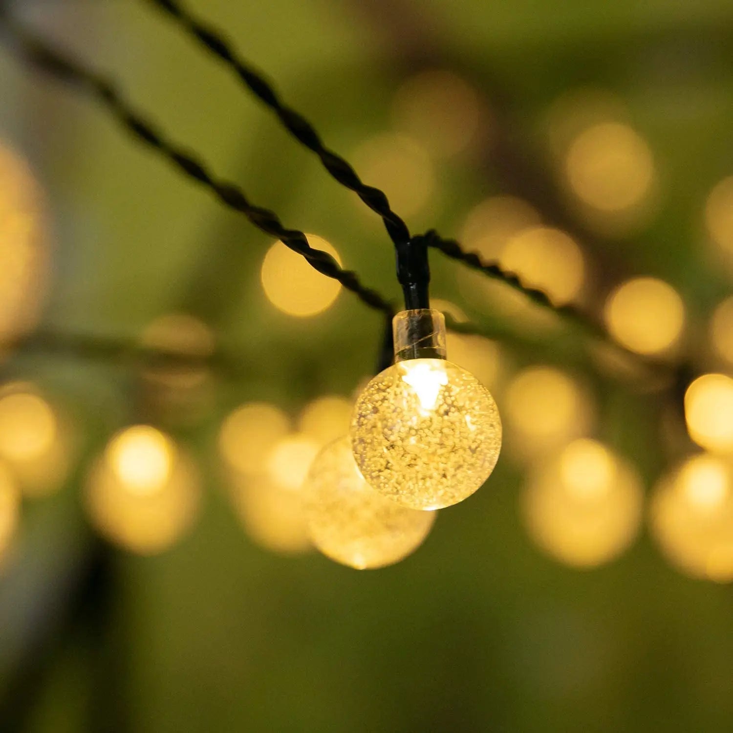 Crystal globe festoon lights warm white garden patio