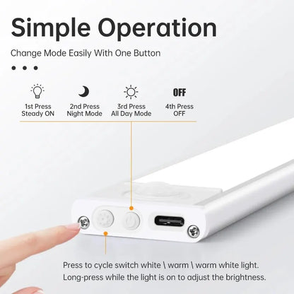 USB rechargeable cabinet light wireless kitchen install