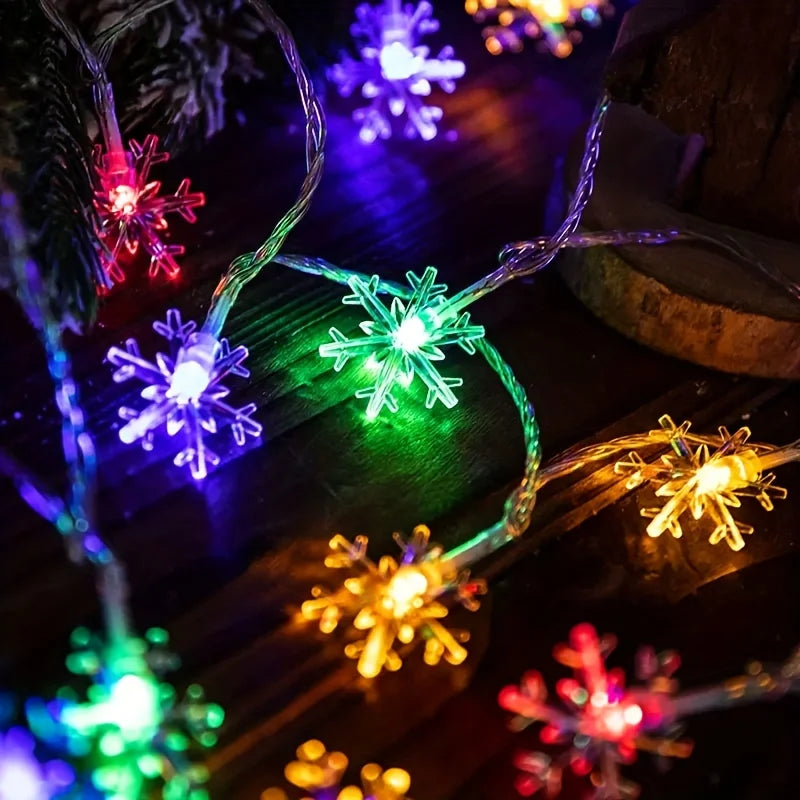 Christmas Window Lights | 3m LED Snowflake Curtain Lights for Bedroom, Party & Festive Decor | Indoor Fairy String Lights, Warm White or Colour