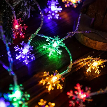 Christmas Window Lights | 3m LED Snowflake Curtain Lights for Bedroom, Party & Festive Decor | Indoor Fairy String Lights, Warm White or Colour