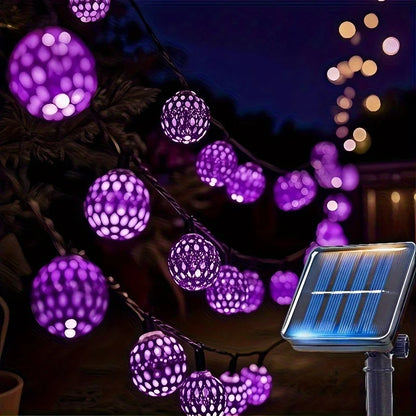 Moroccan Solar String Lights | Waterproof Garden Ball Fairy Lights, 8 Modes