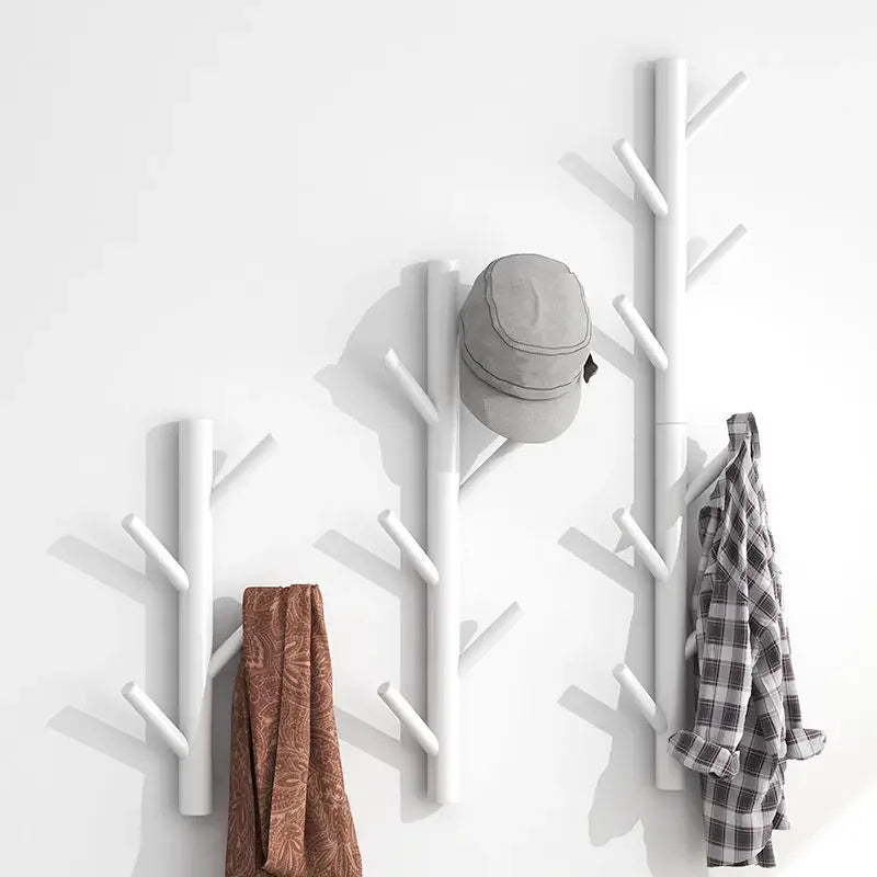 Wall coat rack showing hook spacing and design detail