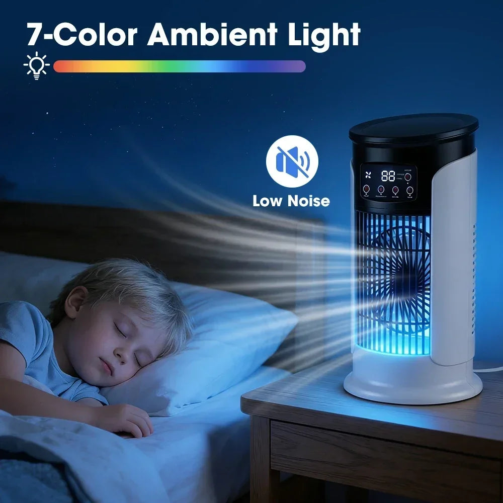 Portable Air Cooler Fan | USB Desktop Misting Humidifier with 6 Speeds, Timer & LED Night Light