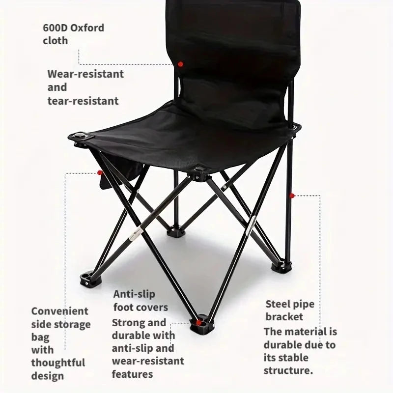 Foldable Camping Chair | Portable Lightweight with Side Pocket
