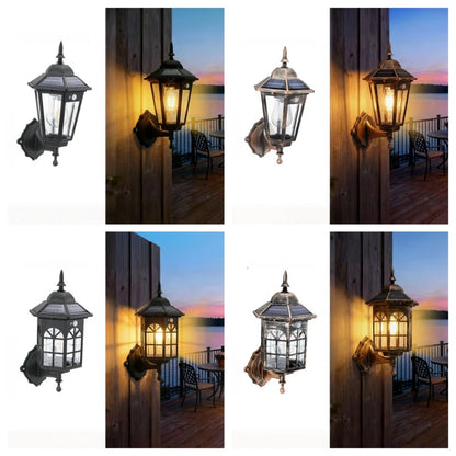 Vintage Solar Wall Lantern | Retro Outdoor Garden Light in Brass or Black